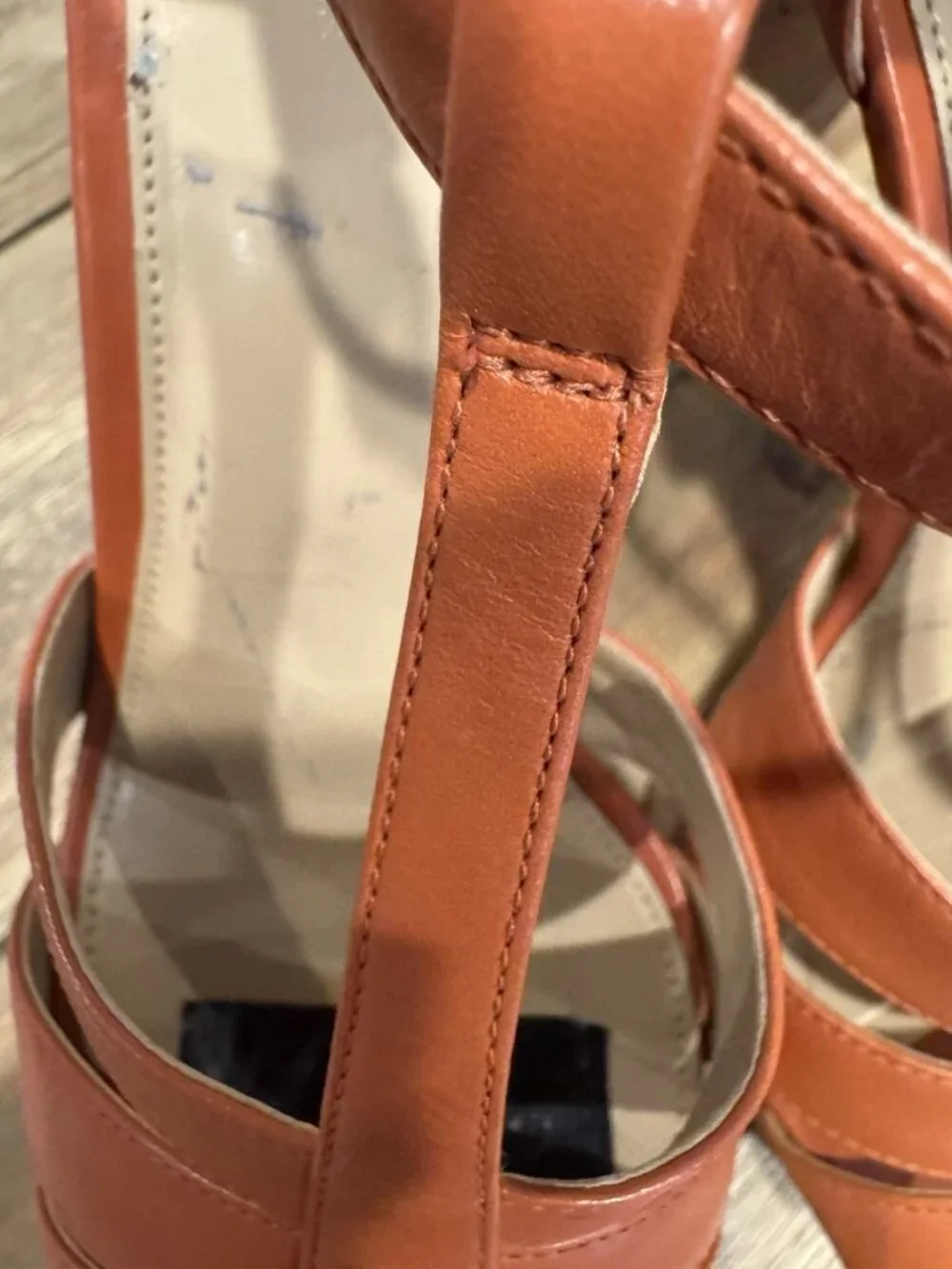 Michael Kors Mercer Platform Heels Cork & Leather Orange Women's Size 7 1/2